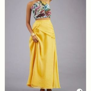 Anthropologie gold gauze skirt